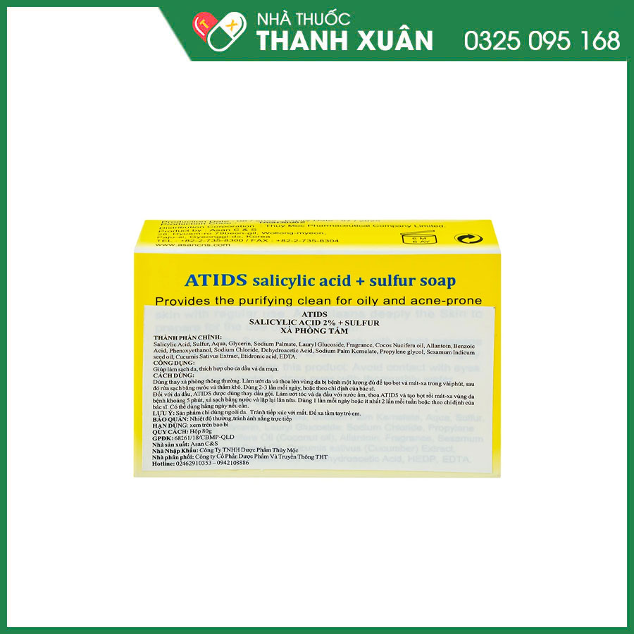 Atids giúp làm sạch da, thích hợp cho da dầu và da mụn